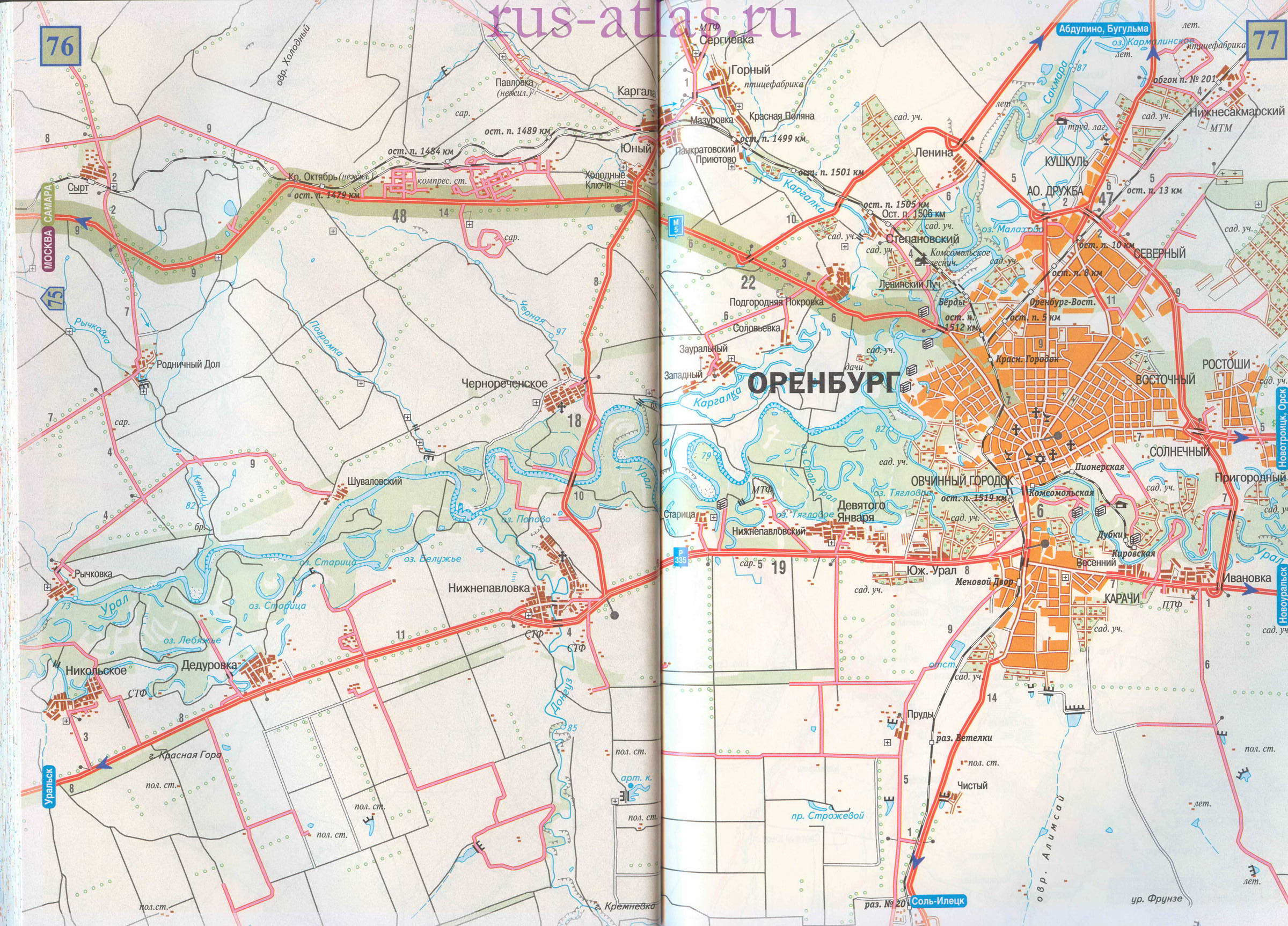 Карта дорог Оренбурга
