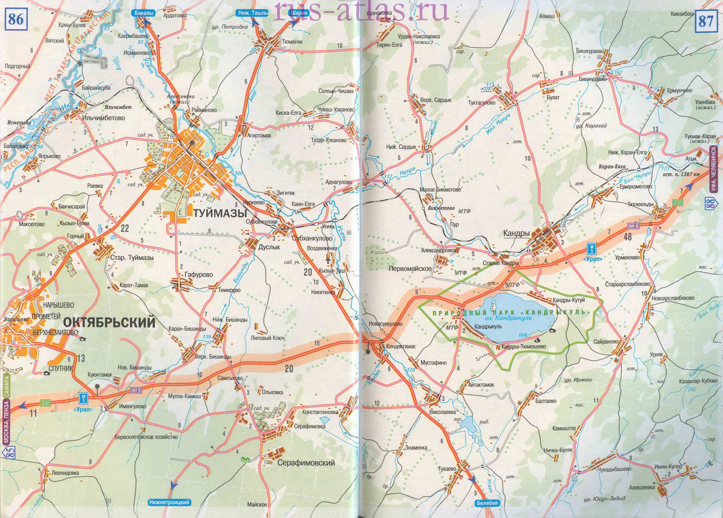 Автомобильная дорога м5 Урал на карте