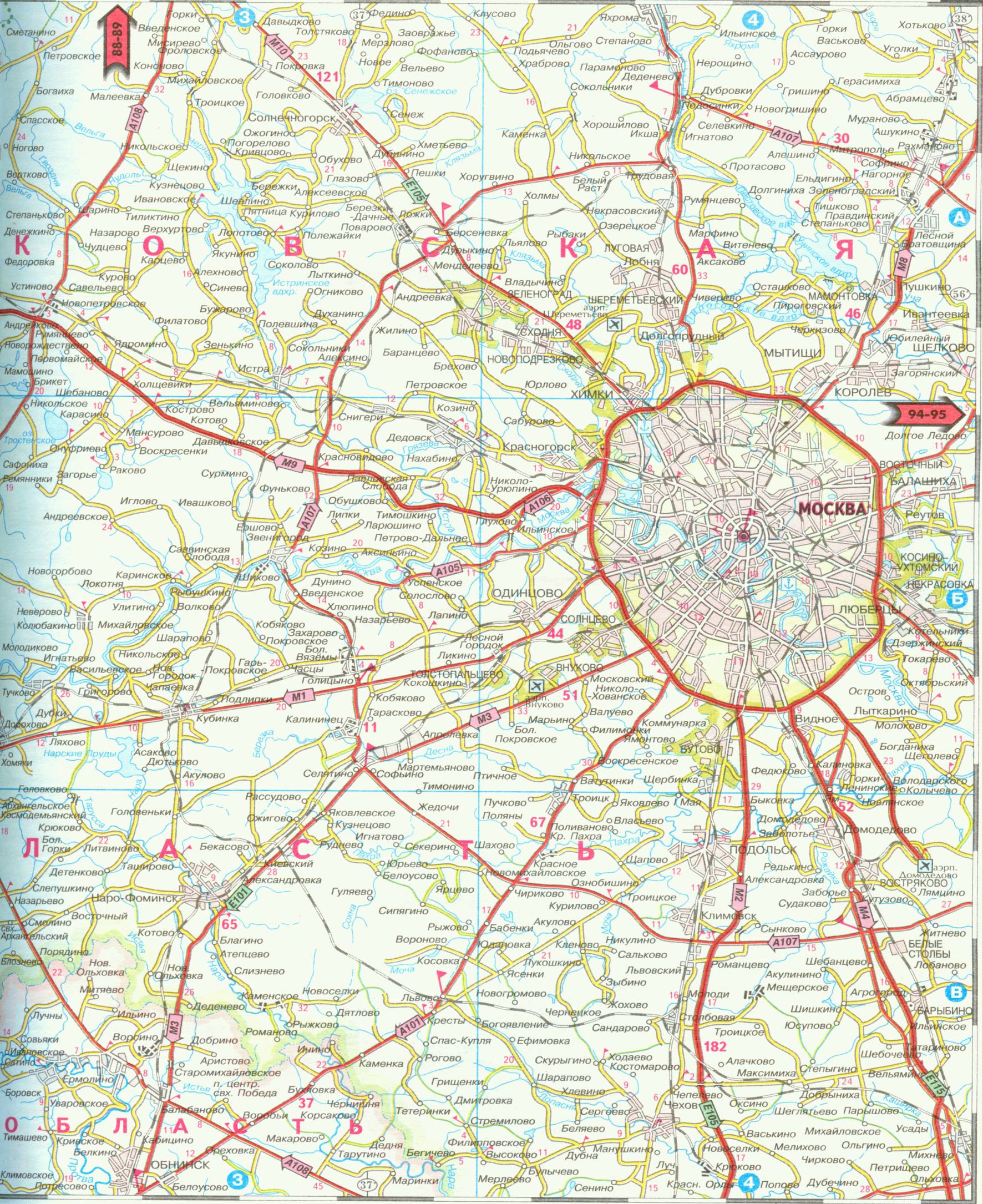 Карта дорог Московской области подр