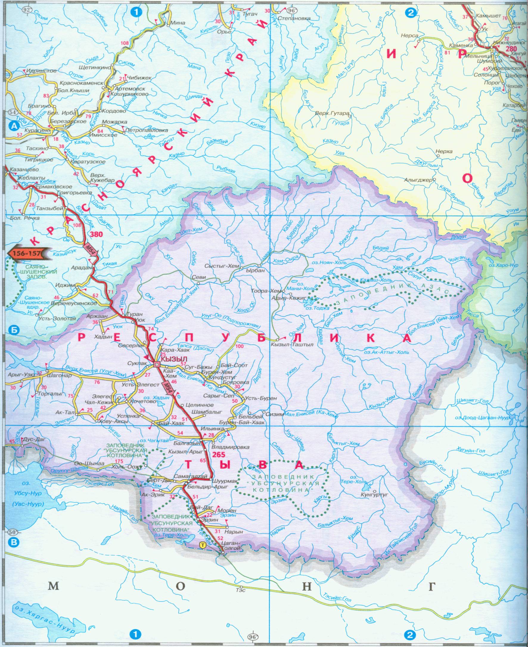 Республика Тыва Хакасия Алтай карта