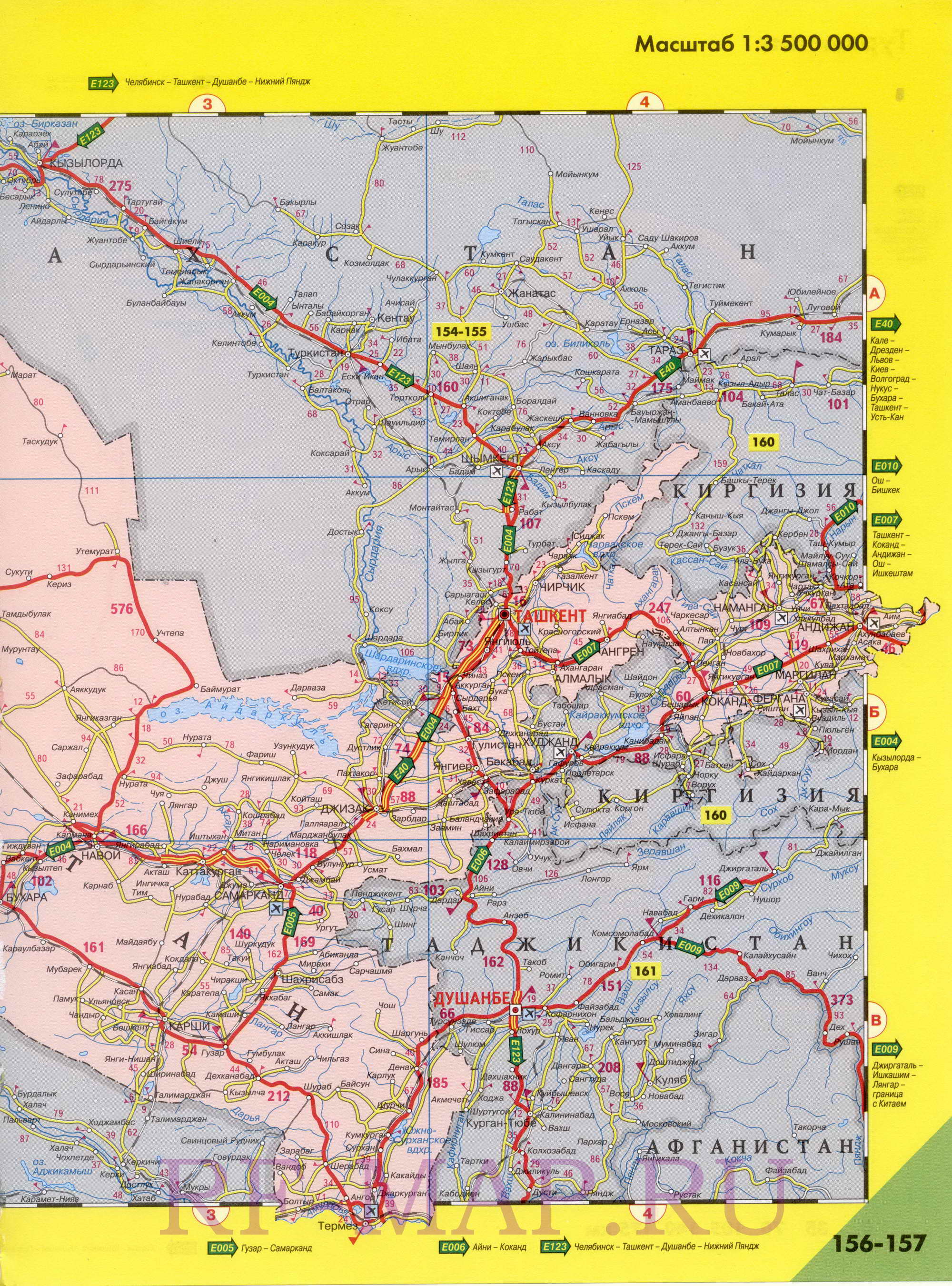  Регион на одной карте - Узбекистан. Высококачественная карта дорог Узбекистана 2011 года, B0 - 